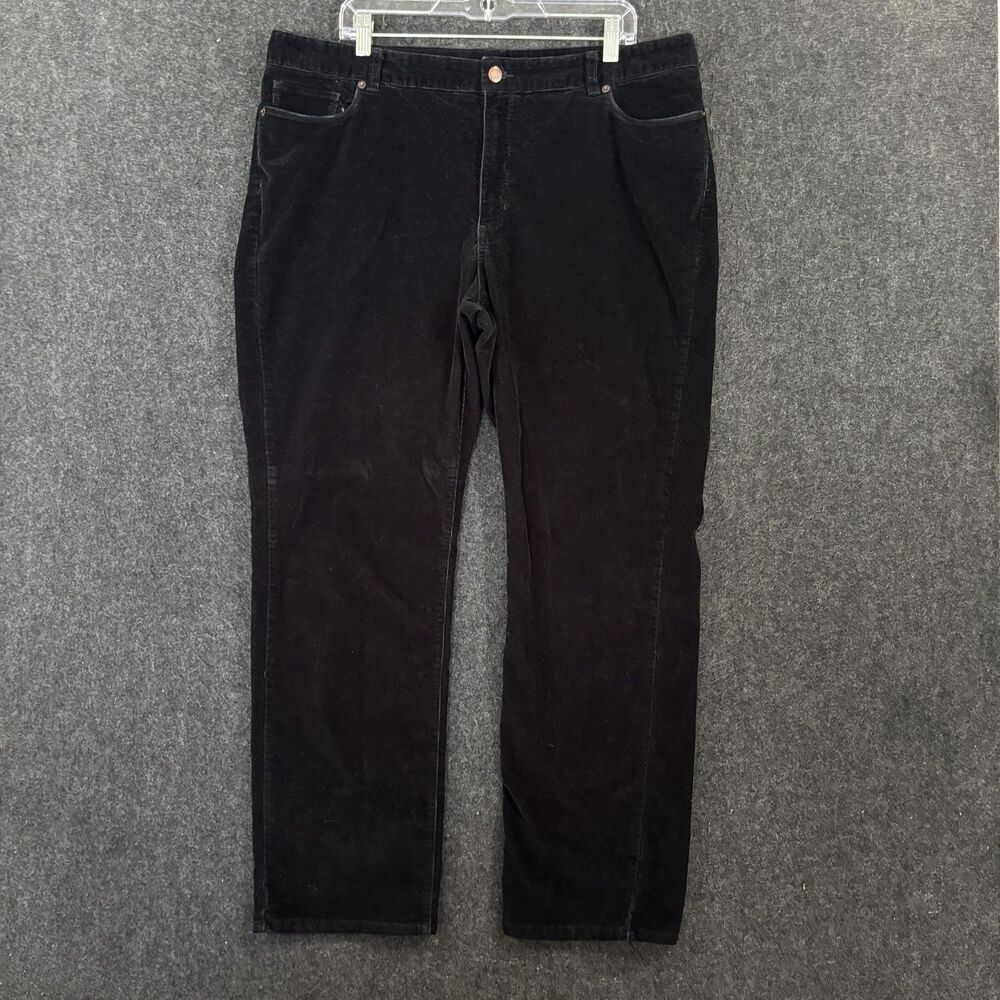 LL Bean Favorite Fit Corduroy Pants Women's 18 Black Straight Leg Stretch